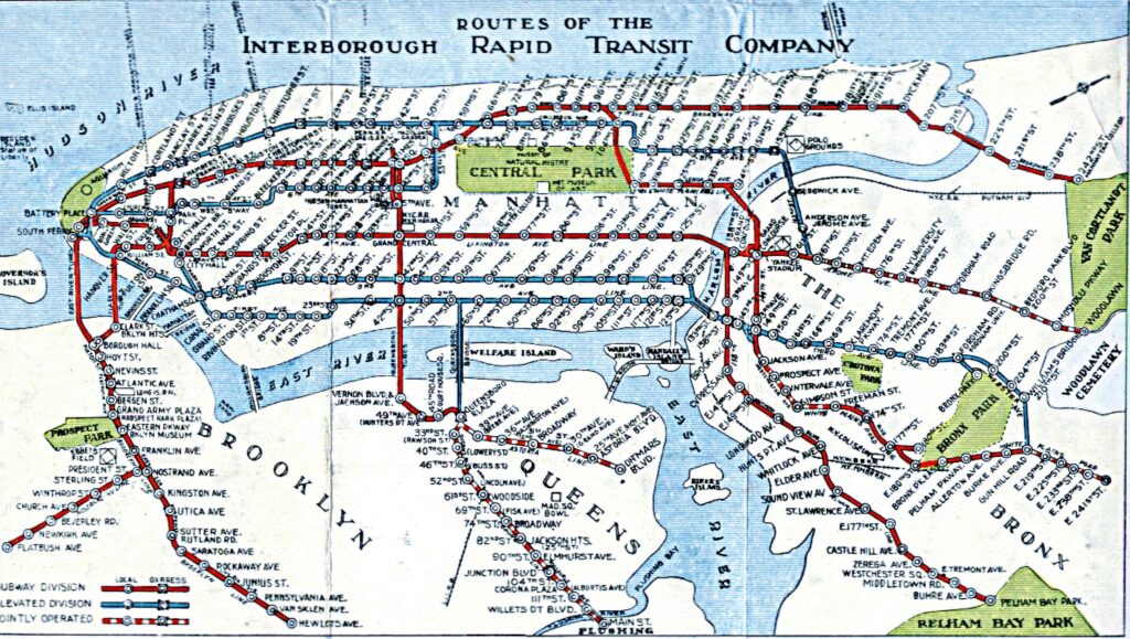 1939 New York City IRT map. 